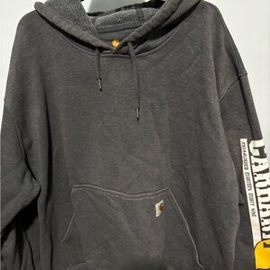 Carhartt Charcoal Hoodie with Logo Sleeve